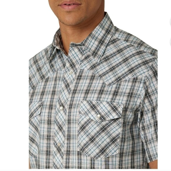 Wrangler Men's Short Sleeve Pearl Button Plaid Western Work Shirt | Sz 2XL - Picture 10 of 10
